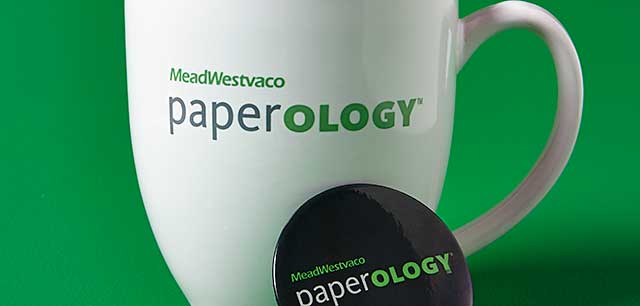 Meadwestvaco Paperology mug and button detail